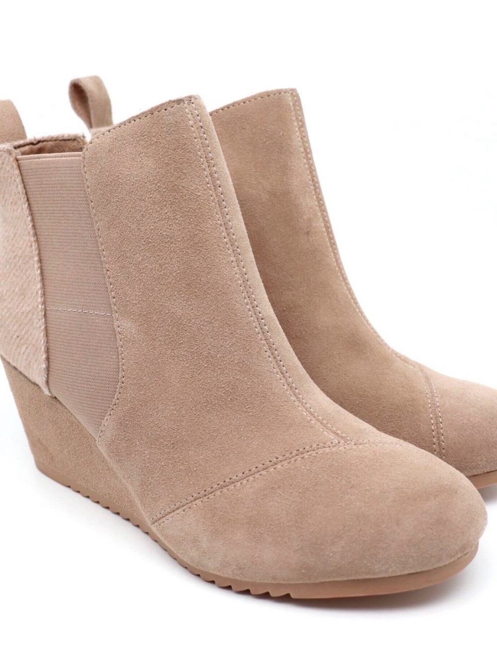 TOMS Bailey Women's Wedge Ankle Boots Suede Warm Taupe